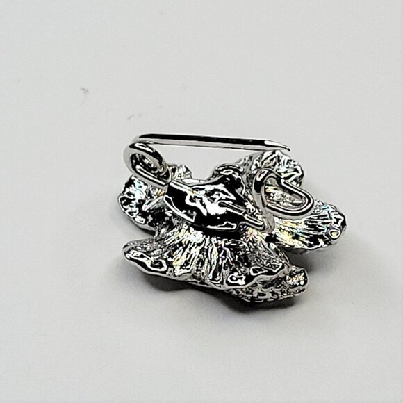 Mini Rhodium Hibiscus Flower Brooch Lapel Pin for Men or Women - Picture 5 of 9